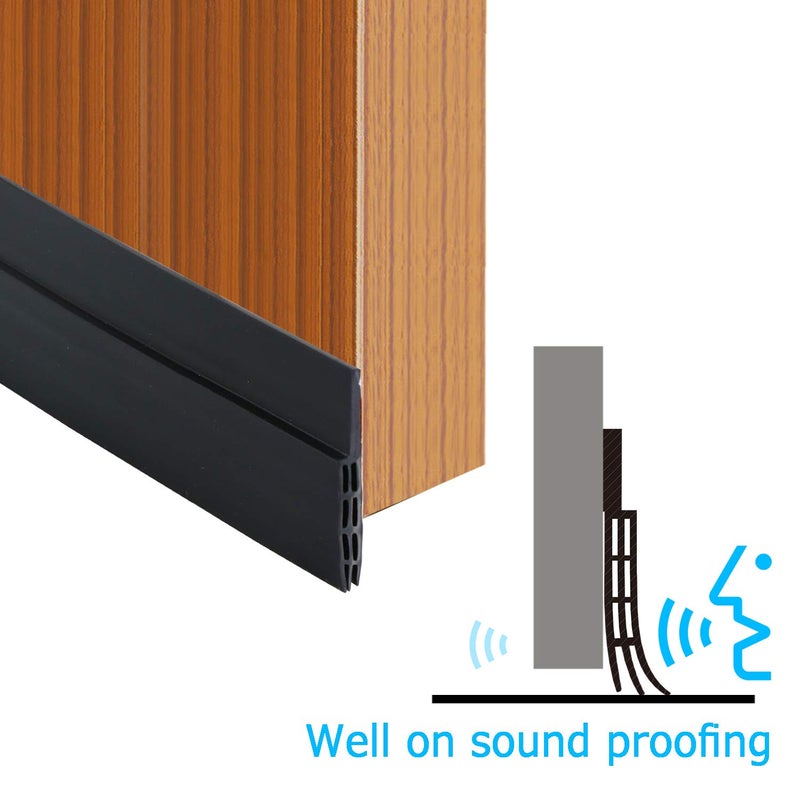 SUNMON Silicone Door Draft Stopper â€“ 39 inches Door Seal Strip for Under Door Seal Gap Interior & Exterior Doors Weather Stripping Soundproof ï¼ˆBlackï¼‰ - Image 3